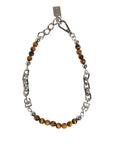 Dolce & Gabbana Silver Tone Brass Chain Beaded Gem DG Logo Bracelet