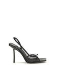 LE SILLA Black Calf Leather Bos Taurus Stiletto Heel Sandals