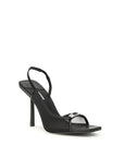 LE SILLA Black Calf Leather Bos Taurus Stiletto Heel Sandals