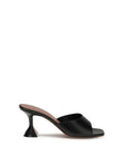 Amina Muaddi Black Calf Leather Bos Taurus Stiletto Heel Sandals