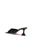 Amina Muaddi Black Calf Leather Bos Taurus Stiletto Heel Sandals