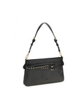 PINKO Black Calf Leather Bos Taurus Shoulder Bag