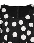 Dolce & Gabbana Black White Polka Dot Silk Sheath Midi Dress