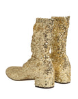 Dolce & Gabbana Gold Sequined Short Boots Stretch Shoes