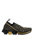 Dolce & Gabbana Gold Glitter Leopard Sorrento Sneakers Shoes