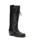 Paris Texas Black Calf Leather Bos Taurus Lace-Up Boots