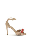 Ferragamo Beige Calf Leather Bos Taurus Stiletto Heel Sandals