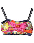 Dolce & Gabbana Multicolor Silk Cropped Bustier Corset Top