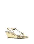 Prada Gold Calf Leather Bos Taurus Wedge Sandals