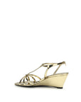 Prada Gold Calf Leather Bos Taurus Wedge Sandals