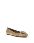 Ferragamo Beige Calf Leather Bos Taurus Ballet Flats