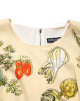 Dolce & Gabbana Beige Fruit PolkaDot Sheath Silk Midi Dress