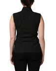 Dolce & Gabbana Black Cotton Sleeveless Collared Blouse Top