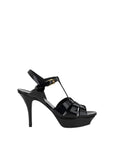 Saint Laurent Black Calf Leather Bos Taurus Stiletto Heel Sandals