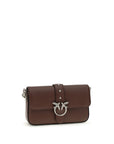 PINKO Brown Calf Leather Bos Taurus Shoulder Bag