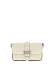 PINKO White Calf Leather Bos Taurus Shoulder Bag