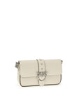 PINKO White Calf Leather Bos Taurus Shoulder Bag