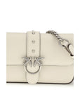 PINKO White Calf Leather Bos Taurus Shoulder Bag