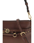 PINKO Brown Calf Leather Bos Taurus Shoulder Bag