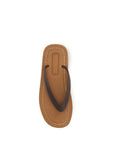 Miu Miu Brown Calf Leather Bos Taurus Flip-Flop Sandals