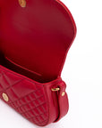 Versace Red Leather Quilted Shoulder Strap Bag