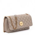 Versace Taupe Quilted Leather Shoulder Strap Bag