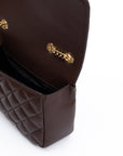 Versace Brown Quilted Leather Shoulder Strap Bag