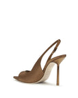 LE SILLA Brown Silk Stiletto Heel Sandals