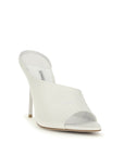 LE SILLA White Calf Leather Bos Taurus Stiletto Heel Sandals