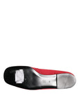 Dolce & Gabbana Red Satin Fabric Ballet Slip On Flats Shoes
