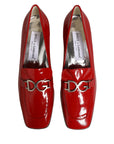 Dolce & Gabbana Red Patent Leather Moccasin Slip On Shoes