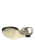 Dolce & Gabbana Gold Silver Leather Wedge Heels Sandals Shoes