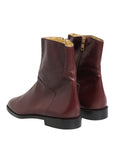 Dolce & Gabbana Maroon Leather Flats Biker Ankle Boots Shoes