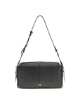 PINKO Black Calf Leather Bos Taurus Shoulder Bag