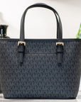 Michael Kors XS Carry All Jet Set Travel Womens Tote (BLACK SIG/GOLD)