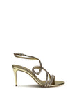 Casadei Gold Calf Leather Bos Taurus Stiletto Heel Sandals