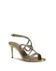 Casadei Gold Calf Leather Bos Taurus Stiletto Heel Sandals