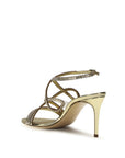 Casadei Gold Calf Leather Bos Taurus Stiletto Heel Sandals