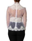 Dolce & Gabbana White Nylon Lace Tulle Sheer Long Sleeve Top