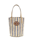 Valentino Garavani Blue Raffia Backet Bag