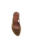 Amina Muaddi Brown Silk Stiletto Heel Sandals