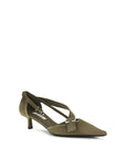 Prada Bicolor Cotton Mid Heel Pumps