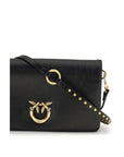 PINKO Black Calf Leather Bos Taurus Shoulder Bag