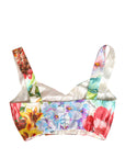 Dolce & Gabbana Multicolor Floral Print Silk Cropped Bustier Top