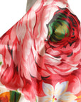 Dolce & Gabbana Multicolor Floral Print Silk Cropped Bustier Top