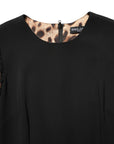 Dolce & Gabbana Black Viscose Lace Long Sleeves Mini Dress