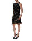 Dolce & Gabbana Black Sleeveless Floral Bead Embellishments Dress