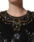 Dolce & Gabbana Black Sleeveless Floral Bead Embellishments Dress