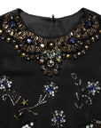 Dolce & Gabbana Black Sleeveless Floral Bead Embellishments Dress
