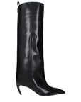 The Attico Black Leather High Heel Boots